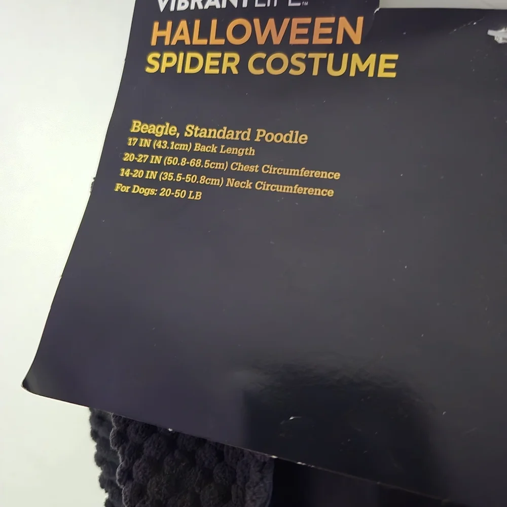 VIBRANT‎ LIFE HALLOWEEN SPIDER COSTUME DOG BEAGLE, STANDARD POODLE SIZE MEDIUM